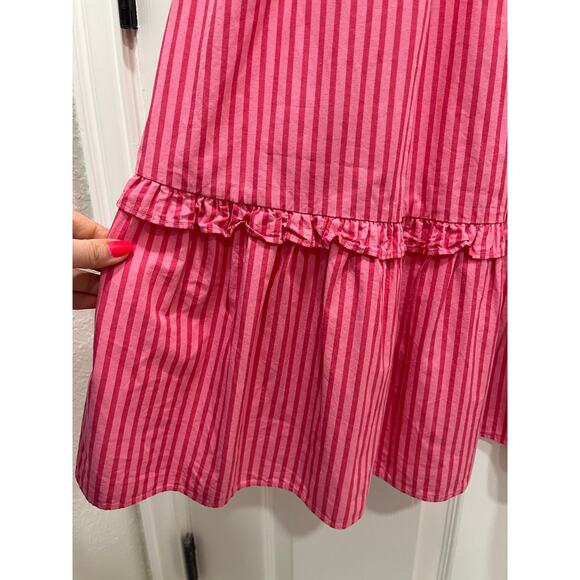 Draper James Deana Smocked Stripe Poplin Midi Dress Medium Pink Modest Milkmaid - Picture 6 of 13
